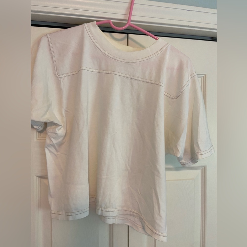 Urban Outfitters White T-shirt with brown stitching